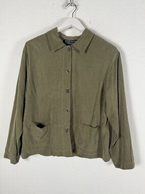 Vintage Carol Anderson Collection Green Chore Jacket Womens Large Tencel USA